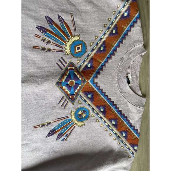 Vintage‎ Lifestyles 90s Aztec Mexican Purple Sweatshirt Adult One Size Made USA - Picture 2 of 15